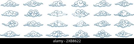 Weiße orientalische Karikaturwolken Stock Vektor