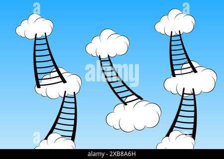Wolken mit Treppen mit Vektorillustration Stock Vektor