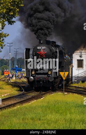 MÁV Dampflok 424 am Bahnhof Tapolca. Stockfoto