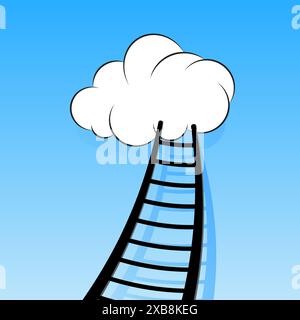 Wolken mit Leiter zum Himmel mit Vektorillustration Stock Vektor