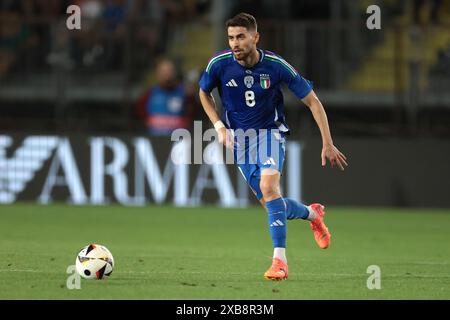 Empoli, Italien, 9. Juni 2024. Jorginho aus Italien während des internationalen Freundschaftsspiels im Stadio Carlo Castellani, Empoli. Der Bildnachweis sollte lauten: Jonathan Moscrop / Sportimage Stockfoto