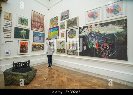 London, Großbritannien. 11. Juni 2024. Die 256. Sommerausstellung 2024 der Royal Academy (RA) wird diese Woche eröffnet und zeigt mehr als 1.600 Werke von aufstrebenden und etablierten Künstlern, die von königlichen Akademikern kuratiert wurden. Die Ausstellung findet vom 18. Juni bis zum 18. August statt. Quelle: Amer Ghazzal/Alamy Live News Stockfoto