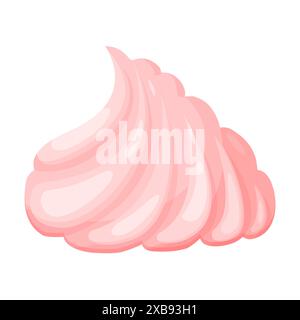 Schlagsahne rosa Swirl, süßes Mousse oder Marshmallow für Dessert Vektor Illustration Stock Vektor