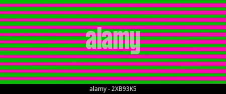 Auffälliges und farbenfrohes abstraktes Muster mit abwechselnden horizontalen Streifen in Rosa und Grün für einen auffälligen visuellen Effekt. Langes Banner Stockfoto