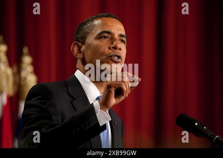 Präsident Barack Obama spricht am Donnerstag, 4. Juni 2009, an der Universität Kairo in Ägypten. Chuck Kennedy (offizielles Foto des Weißen Hauses) Stockfoto