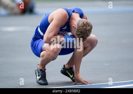 Rom, Italien. Juni 2024. Rom, Italien, 10. Juni 2024: Kevin Mayer (Frankreich) reagierte während des Fathletik-Europameisterschaft 2024 im Stadio Olimpico in Rom. (Daniela Porcelli/SPP) Credit: SPP Sport Press Photo. /Alamy Live News Stockfoto