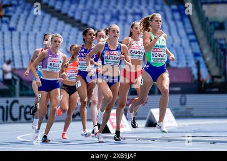 Rom, Italien. Juni 2024. Rom, Italien, 11. Juni 2024: Eveliina Määttänen (Finnland), Anita Horvat (Slowenien) und Angelika Sarna (Polen) im 800-Meter-Halbfinale während der Leichtathletik-Europameisterschaft 2024 im Stadio Olimpico in Rom, Italien. (Daniela Porcelli/SPP) Credit: SPP Sport Press Photo. /Alamy Live News Stockfoto