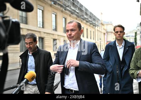 Exklusiv - Renaissance-Abgeordneter Olivier Dussopt wird am 11. Juni 2024 in der Nähe der Nationalversammlung in Paris, Frankreich, gesehen. Foto: Eliot Blondet/ABACAPRESS. KOM Stockfoto