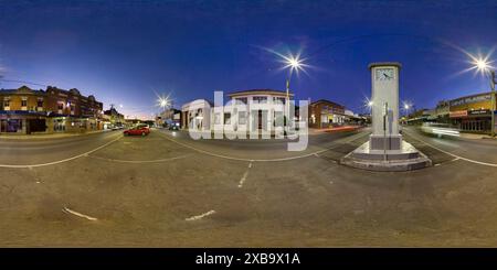 360 Grad Panorama Ansicht von 360°-Panorama des Commercial Hotels und war Memorial im Zentrum von Kyogle Northern Rivers New South Wales Australien