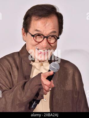 Tokio, Japan. Juni 2024. Schauspieler Jackie Chan nimmt am Dienstag, den 11. Juni 2024 in Tokio an der Bühnengrüße für den Film „Ride On“ Teil. Foto: Keizo Mori/UPI Credit: UPI/Alamy Live News Stockfoto