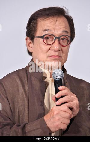 Tokio, Japan. Juni 2024. Schauspieler Jackie Chan nimmt am Dienstag, den 11. Juni 2024 in Tokio an der Bühnengrüße für den Film „Ride On“ Teil. Foto: Keizo Mori/UPI Credit: UPI/Alamy Live News Stockfoto