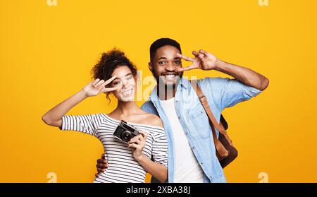 Mann und Frau Touristen posieren für ein Bild Stockfoto