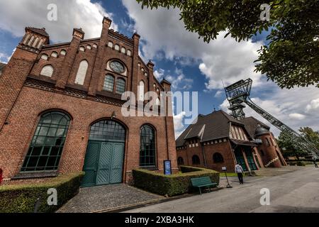 11. Juni 2024, Nordrhein-Westfalen, Dortmund: Die Zeche Zollern, fotografiert für die Ausstellung „That's Colonial. Westfäliens (in)sichtbares Erbe". Die Ausstellung widmet sich den Spuren des Kolonialismus und den Folgen der deutschen Kolonialpolitik in der Region, die bis heute Einfluss haben. Die Ausstellung basiert auf der Zusammenarbeit und den Ergebnissen eines partizipativen Workshops, in dem Interviews, Kunstwerke und Filme entstanden sind. Als Besonderheit dieser Werkstatt wurde vorübergehend ein Raum als „sicherer Raum“ für Schwarze und Farbige reserviert. Dies provozierte Kritik und Trigger Stockfoto