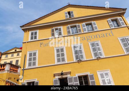 Grasse, Alpes-Maritimes, Frankreich. Außenansicht der Parfumerie Fragonard. Fragonard Parfümerie, Stockfoto