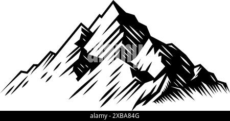 Bergwelt Range Zeichnung Im Holzschnitt Stock Vektor