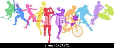 Sports Active Fitness Sport Silhouettes People Stock Vector