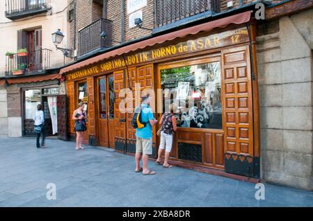 Fassade des Sobrino de Botin Restaurant. Madrid, Spanien. Stockfoto