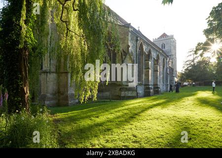 Dorchester Abbey, auch bekannt als Abbey Church of St Peter and St Paul, in Dorchester on Thames, Oxfordshire, Großbritannien. Der Klostergarten. Stockfoto