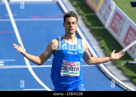 Roma, Italien. Juni 2024. Italiens Dario Dester nimmt 110 m Hürden Männer Decathlon während der 26. Ausgabe der Leichtathletik-Europameisterschaft Rom 2024 im Olympiastadion in Rom an - Dienstag, 11. Juni 2024 - Sport, Leichtathletik (Foto: Fabrizio Corradetti/LaPresse) Credit: LaPresse/Alamy Live News Stockfoto