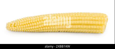 Eingelegte junge Maiskolben isoliert auf weißem Hintergrund Stockfoto