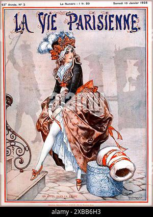 HéROUARD Chéri - UN appel dans la Brume, Cover von La Vie Parisienne, Januar 1925. Stockfoto