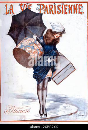 HéROUARD Chéri - Pluviose, Cover von La Vie Parisienne, um 1920. Stockfoto