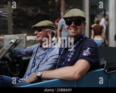 Brescia, Italien. Juni 2024. Die Teilnehmer vor dem Miglia Race 1000 2022 in Brescia (BS), Italien am 10. Juni 2024. Quelle: Unabhängige Fotoagentur/Alamy Live News Stockfoto