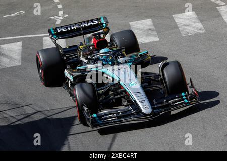 Monte Carlo, Fürstentum Monaco. Mai 2024. Formel 1 Grand Prix de Monaco auf dem Circuit de Monaco in Monte Carlo. Im Bild: George Russell (GBR) vom Mercedes-AMG PETRONAS F1 Team in Mercedes W15 in La Rascasse während der Qualifikation © Piotr Zajac/Alamy Live News Stockfoto