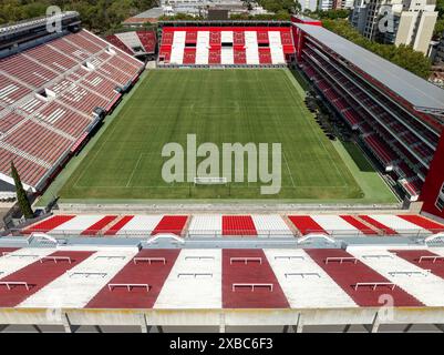 Buenos Aires, Argentinien, 22. Februar 2023: Luftaufnahme des Jorge Luis Hirschi Stadions, Club Estudiantes de La Plata, („Pincha“). Stockfoto