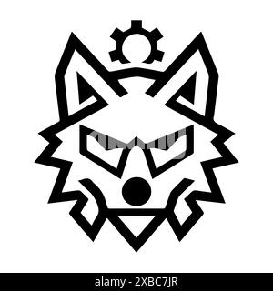 Fox Gear Logo oder moderne Linie. Vektorgrafik und Ikonendesign mit auffälligen Konturen. Schwarz-weiß Pixel Perfect minimalistisches Symbol isoliert weiß Stock Vektor
