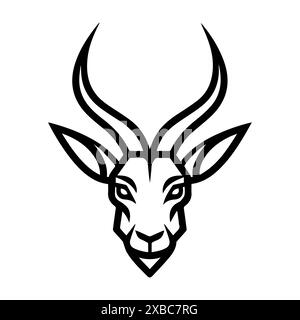 Antilope-Logo oder modernes Symbol. Vektorgrafik und Ikonendesign mit auffälligen Konturen. Schwarz-weiß Pixel Perfect minimalistisches Symbol isoliert weiß Stock Vektor