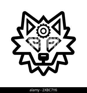 Fox Gear Logo oder moderne Linie. Vektorgrafik und Ikonendesign mit auffälligen Konturen. Schwarz-weiß Pixel Perfect minimalistisches Symbol isoliert weiß Stock Vektor