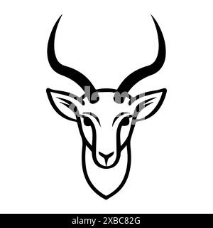 Antilope-Logo oder modernes Symbol. Vektorgrafik und Ikonendesign mit auffälligen Konturen. Schwarz-weiß Pixel Perfect minimalistisches Symbol isoliert weiß Stock Vektor