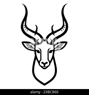 Antilope-Logo oder modernes Symbol. Vektorgrafik und Ikonendesign mit auffälligen Konturen. Schwarz-weiß Pixel Perfect minimalistisches Symbol isoliert weiß Stock Vektor