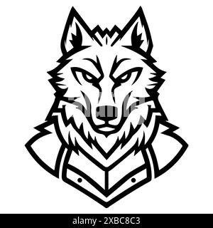 Wolf Knight Logo oder moderne Linie Symbol. Vektorgrafik und Ikonendesign mit auffälligen Konturen. Schwarz-weiß Pixel Perfect minimalistisches Symbol isoliert weiß Stock Vektor