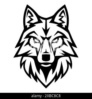 Wolf Tribal Ornament Logo oder moderne Linie Symbol. Vektorgrafik und Ikonendesign mit auffälligen Konturen. Schwarz-weiß Pixel Perfect minimalistisches Symbol ist Stock Vektor