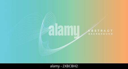 Abstrakter orange-himmelblauer Hintergrund der digitalen Zukunftstechnologie mit geometrischer fließender Linie. Teal, Ozean roter Verlauf glatte Wellenlinien Web-Banner Hintergrund Stock Vektor
