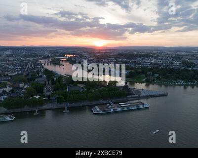 Das Deutsche eck, die historische deutsche Stadt Koblenz in Deutschland. Stockfoto