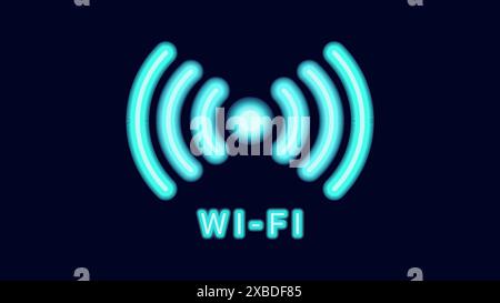 WLAN-Symbole Neoneffekt dunkler Hintergrund. Waves Wi-Fi-Signalsymbol. Internetverbindung moderne Technologie. Entwerfen Sie ein Plakatbanner für Webseiten. Vektorabbildung. Stock Vektor