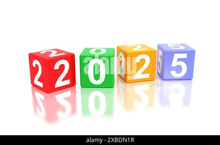 Neujahr 2025 Creative Design Concept – 3D-gerendertes Bild Stockfoto