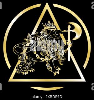 Luxuriöses griffin Wappen goldenes Tattoo-Emblem im Vektorformat Stock Vektor