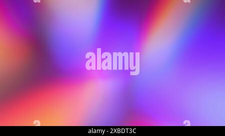 Lebhafte Unschärfe neonrosa rot orangeblue lila Regenbogen Farbverlauf abstrakter Hintergrund. Licht durch ein Prisma Stockfoto
