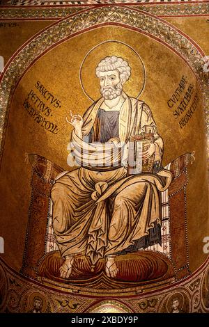 Mosaik des Heiligen Peter in der Kathedrale von Monreale in Sizilien Italien Stockfoto