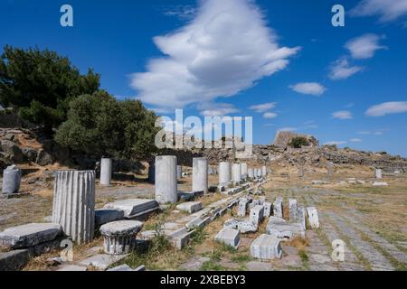 Bergama, Türkei. Mai 2024. Die Ausgrabungsstätte von Pergamon mit dem Trajaneum. Quelle: Jens Kalaene/dpa/Alamy Live News Stockfoto