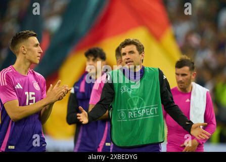 Thomas Müller, Müller, DFB 13 Nico Schlotterbeck, DFB 3 nach dem Freundschaftsspiel DEUTSCHLAND - GRIECHENLAND 2-1 in Vorbereitung auf die Europameisterschaft 2024 am 3. Juni 2024 in Nürnberg. Fotograf: Peter Schatz Stockfoto