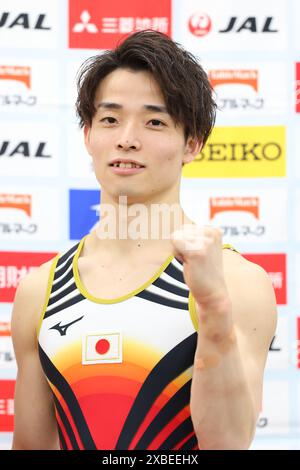 Tokio, Japan. Juni 2024. Takaaki Sugino (JPN) Kunstturnen : Japan Gymnastics Association stellt die neue Uniform für die Olympischen Spiele 2024 in Tokio vor. Quelle: Yohei Osada/AFLO SPORT/Alamy Live News Stockfoto