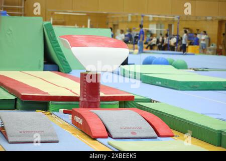 Tokio, Japan. Juni 2024. Allgemeine Ansicht künstlerische Turnen : japanische Frauen-Nationalmannschaft Trial Session für die Olympischen Spiele 2024 in Tokio, Japan . Quelle: Yohei Osada/AFLO SPORT/Alamy Live News Stockfoto