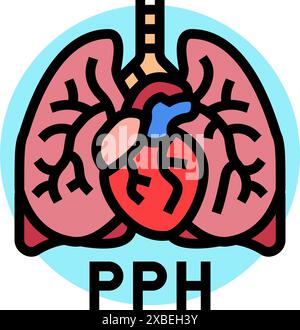 Primäre pulmonale Hypertonie Farbsymbolvektor-Illustration Stock Vektor