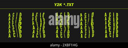 Sammlung psychedelische geschriebene Wörter - SÄURE. Psychedelische Retro-futuristische Satzworte. Surreale geometrische Formen auf Wörtern, abstraktes Cyberpunk-Drahtmodell. Stock Vektor