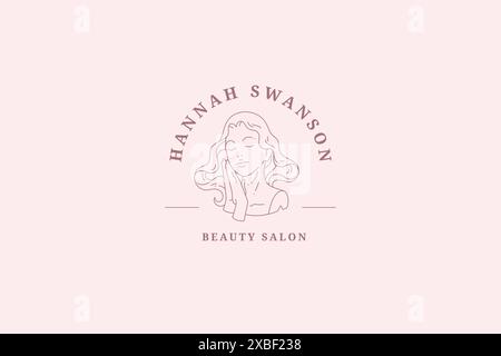 Elegante antike weibliche Brust gefaltete Hände nahe Gesicht Genießen Sie Hautpflege Linie Kunst Logo Vektor Illustration. Romantisches Frauenkopfmonument, das mit geschlossenem träumt Stock Vektor